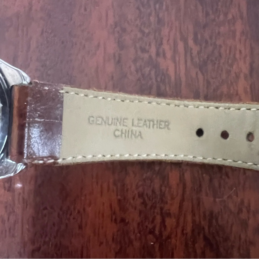 DMQ Diamonique Watch Brown Leather strap Silver Tone Jeweled QVC - Picture 9 of 14